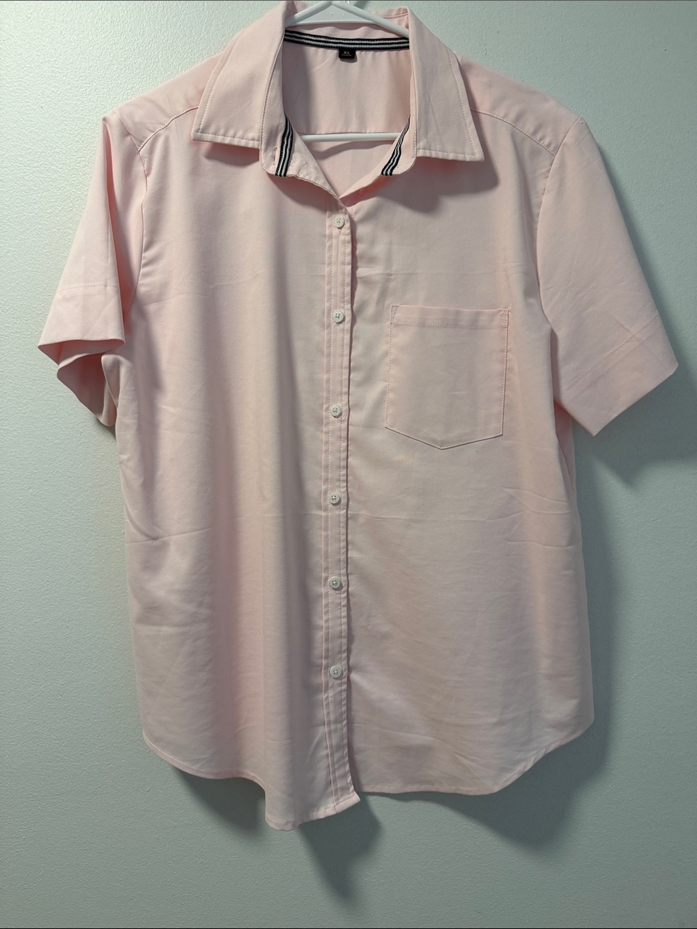 Men's Short Sleeve Casual Button-Down Shirt - Light Pink SZ
